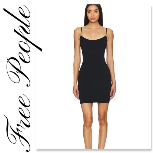 BLOW OUT FREE PEOPLE Seamless Mini Slip in Black **IR** - Picture 1 of 8